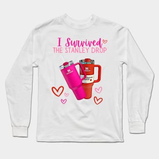 I Survived The Stanley Cup Target Drop Funny Valentine's Day Mom Dad Long Sleeve T-Shirt